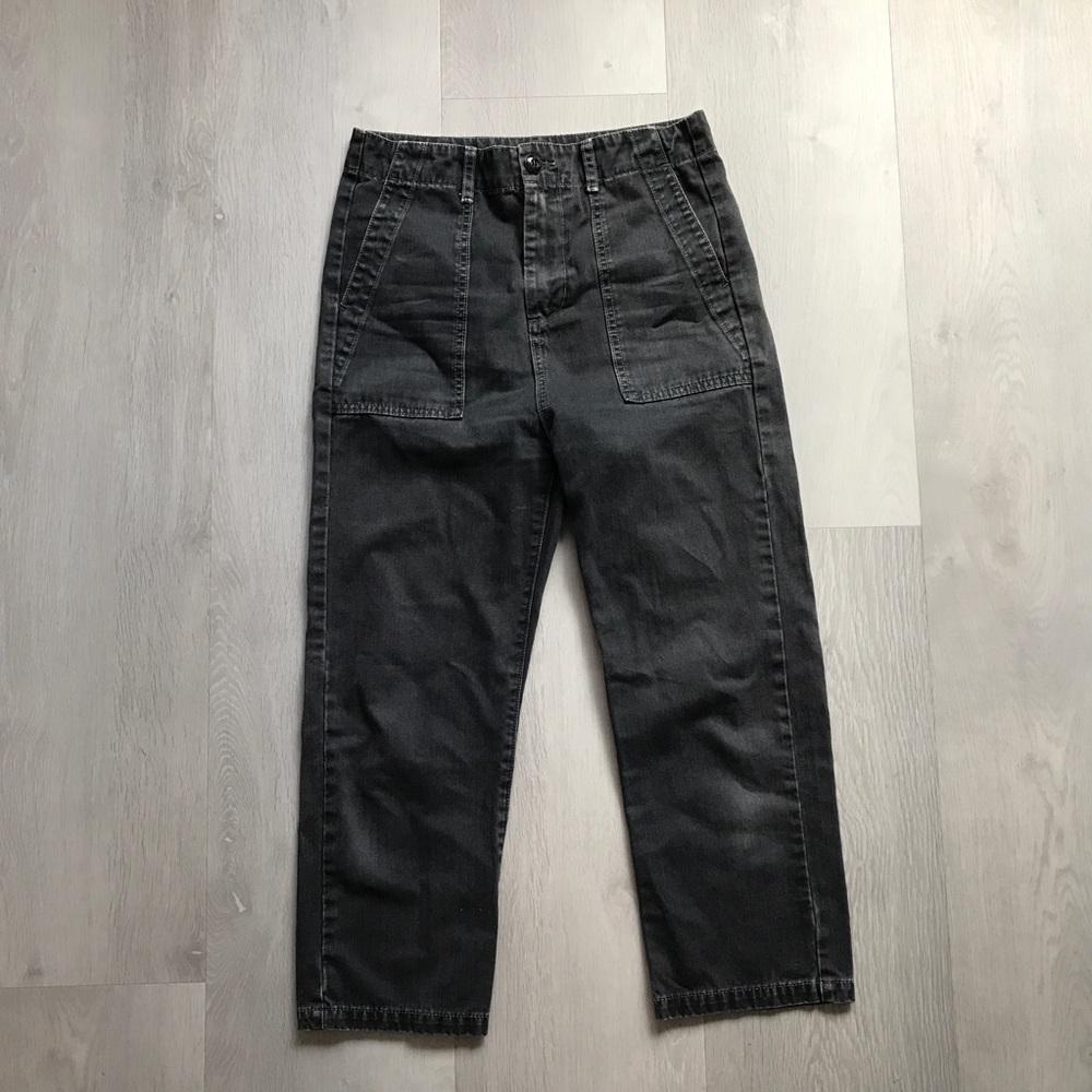 THE GREAT PAINTERS PANT BLACK STRAIGHT LEG CROP WOMENS 25